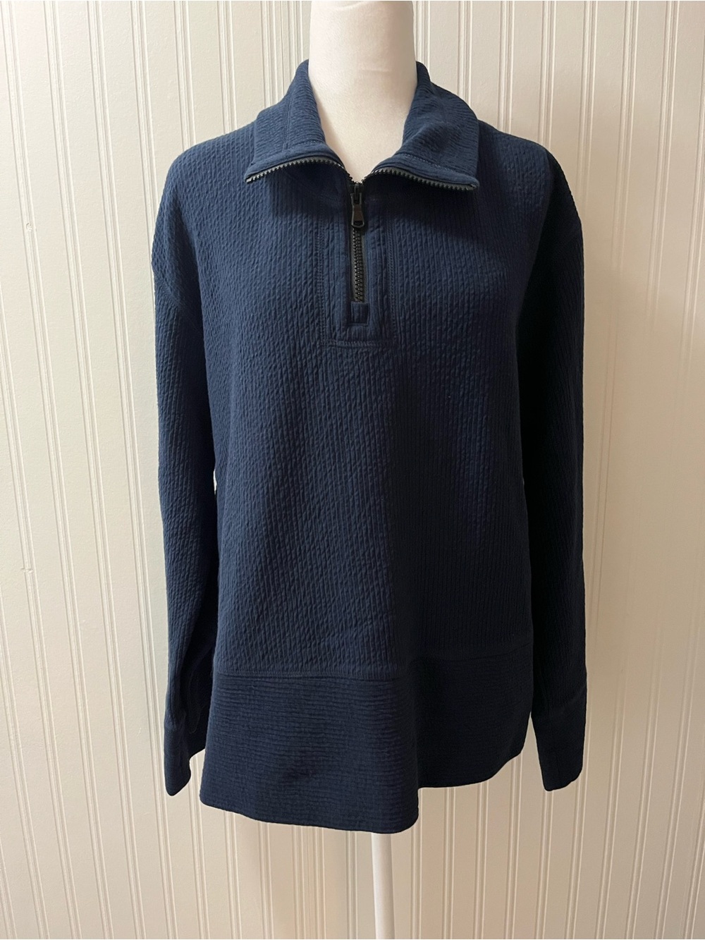 Orvis Navy Half-Zip Textured Pullover